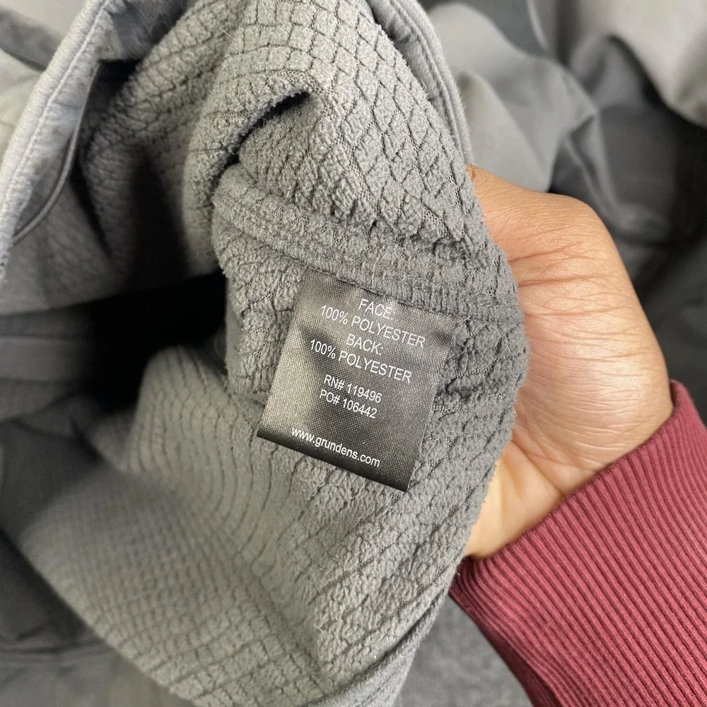 Grundens Jacket Mens XL Gray Hooded Softshell Fleece Lined Full Zip Workwear